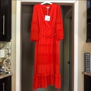 Angel Sleeve Tiered Ruffle Dress - ALEXIS for Target Dark Orange Dress